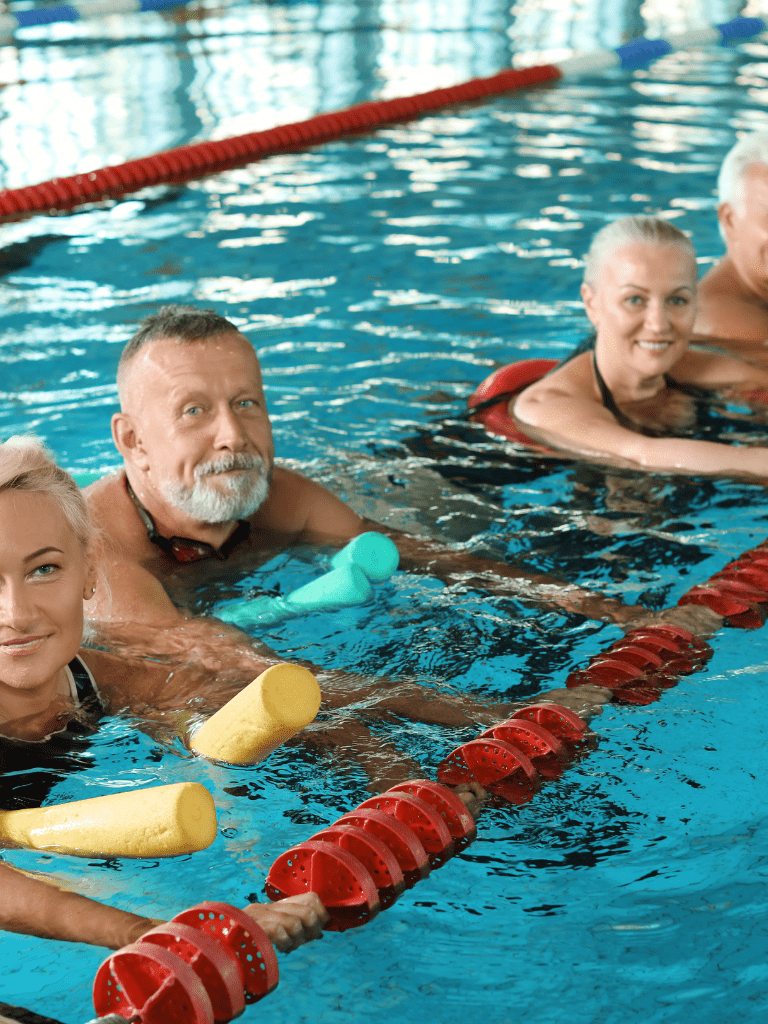Aquatic therapy class to restore mobility. 